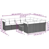  11-dijelni set vrtnih sofa od poliratana s jastucima crni | shoptok.hr