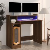 Maison Chic Pisalna miza - pisarniška miza - Računalniška miza z LED lučkami rjavi hrast 97x45x90 cm inž. les, (21785396) | Shoptok.si