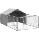vidaXL Zunanji pasji boks z izpustom 4x2x1,5 m pocinkano jeklo | Shoptok.si