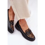 Laura Messi Leather Moccasins With Decoration And Leopard Black 2965 | Shoptok.si