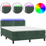  Krevet box spring s madracem LED tamnozeleni 140x200 cm baršun | shoptok.hr