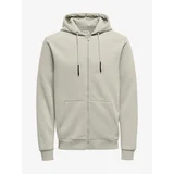 Only Beige Mens Zipper Hoodie & SONS Ceres - Men