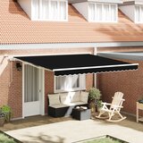 vidaXL Samodejna zložljiva tenda z LED Črna 400x300 cm, Zamenjava blaga za tende 4x3 m Črna | Shoptok.si