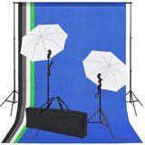 vidaXL Komplet za fotografski studio: 5 barvnih ozadij in 2 dežnika Cene