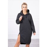 Kesi Dress with a hood and a slit on the side graphite melange | shoptok.hr