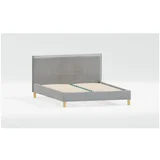 siva oblazinjena postelja z letvenim dnom 90x200 cm tina –