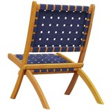 vidaXL Zložljiv vrtni stol 2 kosa moder trden akacijev les in tkanina | Shoptok.si