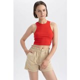 Defacto Fitted Halter Collar Ribbed Camisole Crop Top Cene