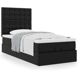 vidaXL Otomanski posteljni okvir z vzmetnico črn 80x200 cm um. usnje | Shoptok.si