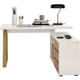 Stylife kotna pisalna miza leseni material bela, hrast artisan | Shoptok.si