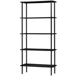 Črn regal v hrastovem dekorju 80x163x35 cm Teidi –
