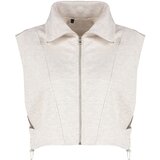 Trendyol Beige Fitted Melange Fitted Zipper Stand Collar Moon Sleeve Thick Vest cene