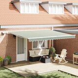 vidaXL ročna retraktibilna tenda z LED lučjo zelena in bela 450x300 cm, zamenjava tkanine za tenda 4,5x3 m okvir zelena in bela | Shoptok.si