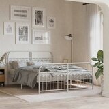 Maison Chic Kovinski Posteljni okvir - Dvoposteljna postelja - Zakonska postelja z vzglavjem in vznožjem bel 150x200 cm, (21696722) | Shoptok.si