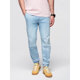 Ombre Men's JOGGERS denim pants with wash effect - light blue | ePonuda.com