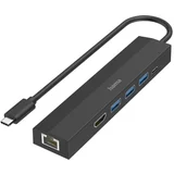 6 ulaza USB 3.2 Gen 1 hub (USB 3.0) s portom za brzo punjenje, sa USB-C utikačem, podržava Ultra HD crna