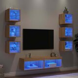 8-dijelni zidni TV elementi s LED svjetlima boja hrasta drveni | shoptok.hr