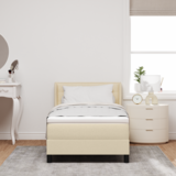  Postelja z vzmetnico z vzmetnico krema 200 x 100 cm Poliester, (5000128530) | Shoptok.si