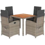  The Living Store Vrtna jedilna garnitura 5-delna z blazinami siv poli ratan - Vrtna Jedilna Garnitura, (21451289) | Shoptok.si