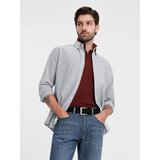 Ombre Elegant men's oxford shirt with embroidery - light grey | Eponuda.ba