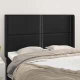  Uzglavlje s ušima crno 147x16x118/128 cm od umjetne kože | shoptok.hr