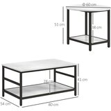  Set stolića za kavu 2 pomoćna stolića mramorni izgled podesive noge čelik crno/bijelo | shoptok.hr