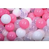 MeowBaby Set plastičnih žogic, 7 cm, 300 kos.: Svetlo roza/Transparent/White, (21333659) | Shoptok.si