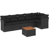 Maison Chic Seti vrtnega pohištva - Vrtna garnitura - Vrtni pohištvo set 7-delna z blazinami črn poli ratan, (21802554) | Shoptok.si