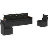  The Living Store Vrtna sedežna garnitura 6-delna z blazinami črna poli ratan - Vrtna Sedežna Garniture, (21452385) | Shoptok.si