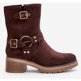 Boto Women's Ankle Boots On Low Heel With Buckles Brown Zudra | Shoptok.si