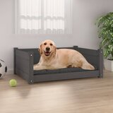 vidaXL Pasja postelja siv 75,5x55,5x28 cm trdna borovina | Shoptok.si