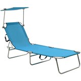 Maison Chic Zložljiv Ležalnik - Sončna ležalnik s streho moder aluminij, (22042720) | Shoptok.si