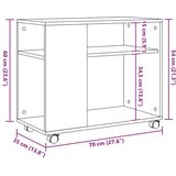  Bočni stolić s kotačima crni 70x35x60 cm konstruirano drvo | shoptok.hr