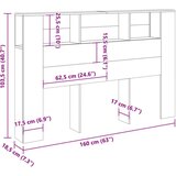 vidaXL Vzglavna omarica artisan hrast 160x18,5x103,5 cm inženirski les | Shoptok.si