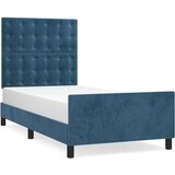  Posteljni okvir z vzglavjem temno moder 80x200 cm žamet | Shoptok.si