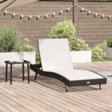 vidaXL Ležalnik z blazino -oseba 2 pcs Črna 40 x 40 x 40.5 cm Poly ratan Cene