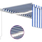 vidaXL tenda na ručno uvlačenje s roletom LED 4,5 x 3 m plavo-bijela | shoptok.hr