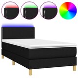 Krevet box spring s madracem LED crni 90x200 cm od tkanine | shoptok.hr