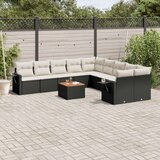 vidaXL 11-dijelni set vrtnih sofa od poliratana s jastucima crni | shoptok.hr