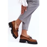 Laura Messi Women's Leather Loafers With Golden Ornament Lyndani Cene