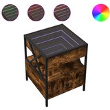 Maison Chic Klubska mizica - kavna mizica - Nizka mizica z neskončnimi LED dimljen hrast 40x40x51 cm, (21752230) Cene