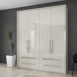 Jela ŠTIRIDELNA GARDEROBNA OMARA Z DEKORATIVNIM OKVIRJEM KALLA PIANO(P44A/PN) - Bež | Shoptok.si