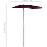  Vrtni polukružni suncobran sa stupom 180 x 90 cm bordo | Eponuda.ba