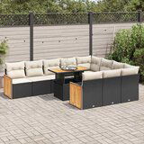 vidaXL 11-dijelni set vrtnih sofa poliratan i bagrem s jastucima crni | shoptok.hr