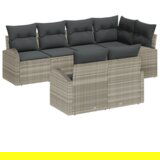 vidaXL Set svjetlosivih vrtnih kauča s jastucima od poli ratana | shoptok.hr