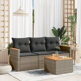 Maison Chic Seti vrtnega pohištva - Vrtna garnitura - Vrtni pohištvo set 4-delna z blazinami siv poli ratan, (21820815) | Shoptok.si