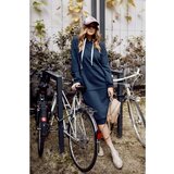 Fasardi Sweatshirt dress with a hood and slits in navy blue