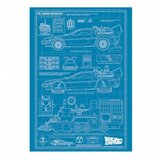 Fanattik Back to the Future Time Machine Blueprint Art Print | ePonuda.com