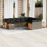  10-dijelni set vrtnih sofa od poliratana s jastucima sivi | shoptok.hr