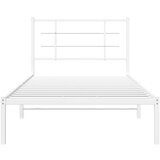 vidaXL Kovinski posteljni okvir z vzglavjem bel 100x190 cm | Shoptok.si
